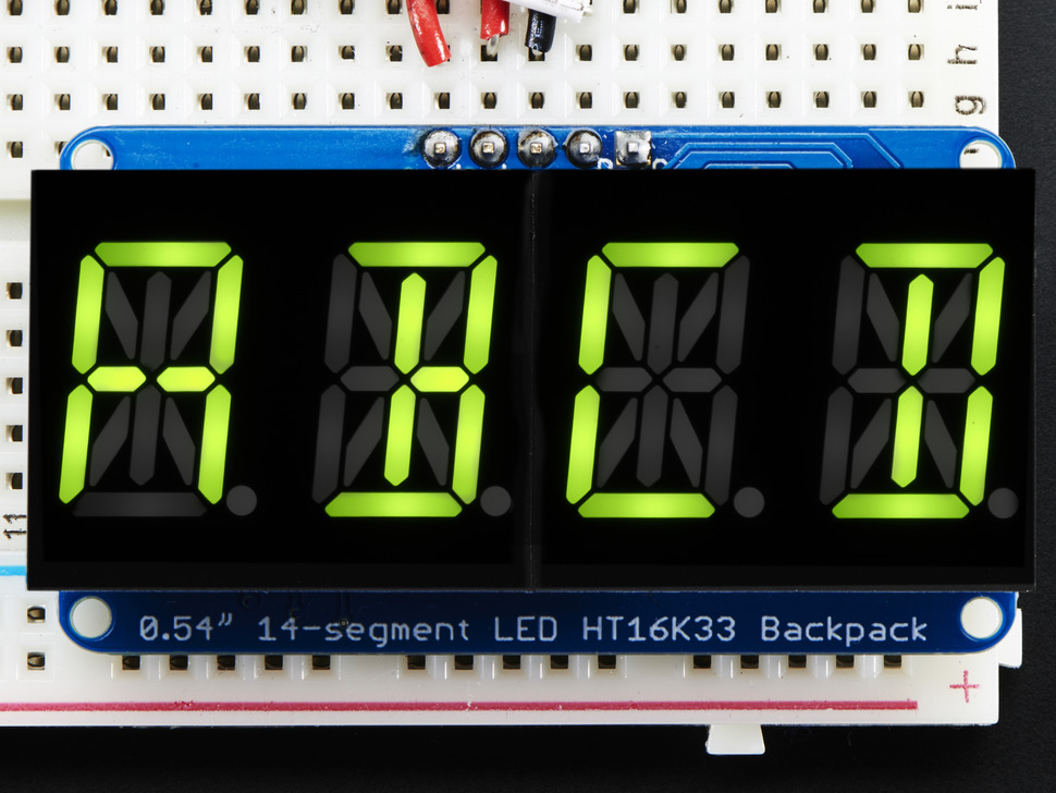 0.54 inch 14 Segment LED Display with HT16K33 Backpack