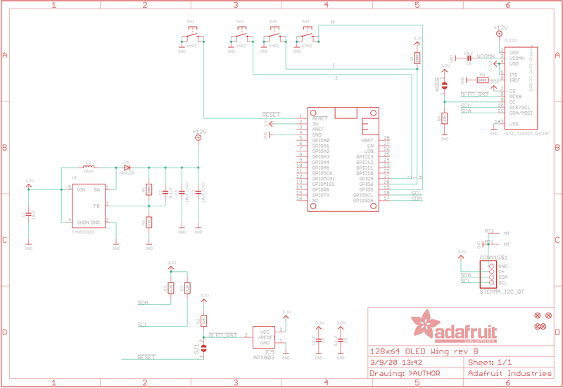 OLED FeatherWing Schematic