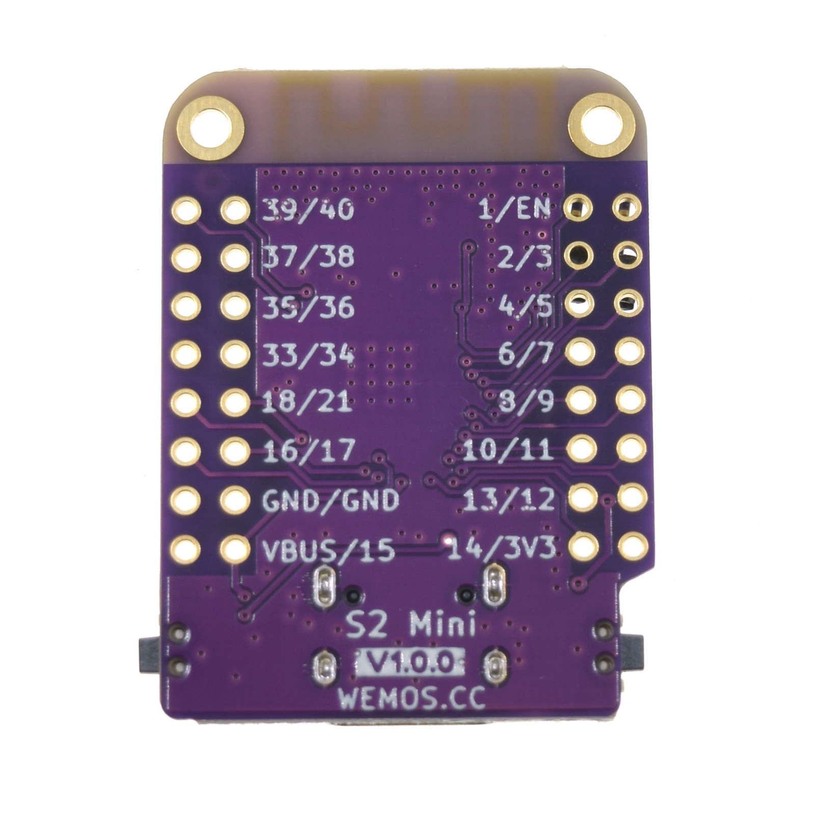 WEMOS ESP32-S2 Mini Development Board - Bottom View